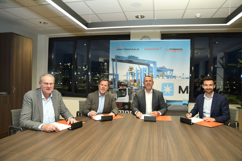APM Terminals Maasvlakte II signs unique cooperation contract with Embotech and Terberg for the purchase and implementation of 30 electric automated terminal tractors
